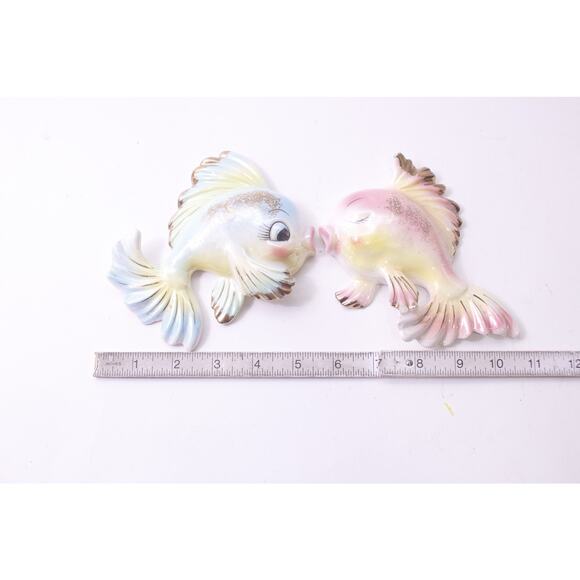 Lefton, Norcrest, Vintage, Ceramic, Kissing Fish, Wall Decor, FLAWED - Picture 3 of 3